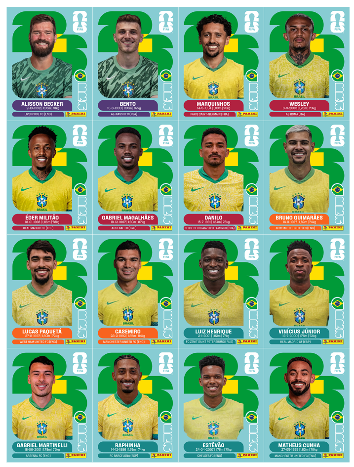 Prévia das figurinhas das seleções